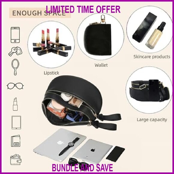 Checkered Crossbody Bag Nylon Fanny Pack Adjustable Strap 10.3x9x3.9in - Picture 3 of 8